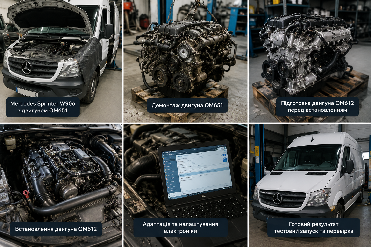 Свап двигуна Mercedes Sprinter W906 — заміна OM651 на OM612 у Києві